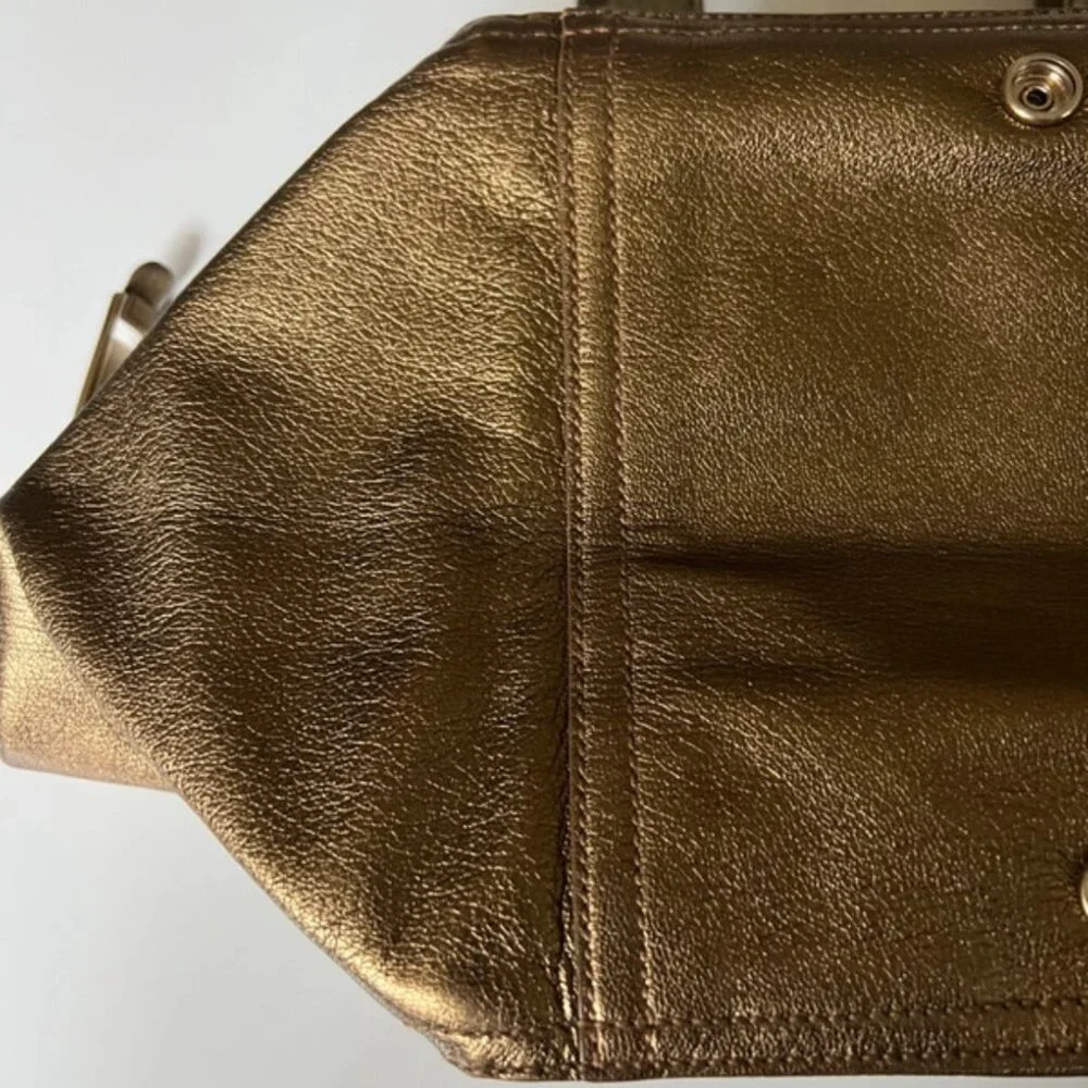 ✨ YSL Downtown Bag in Gold Goatskin Leather Excellent Condition + Dustbag & Auth - Picture 7 of 14